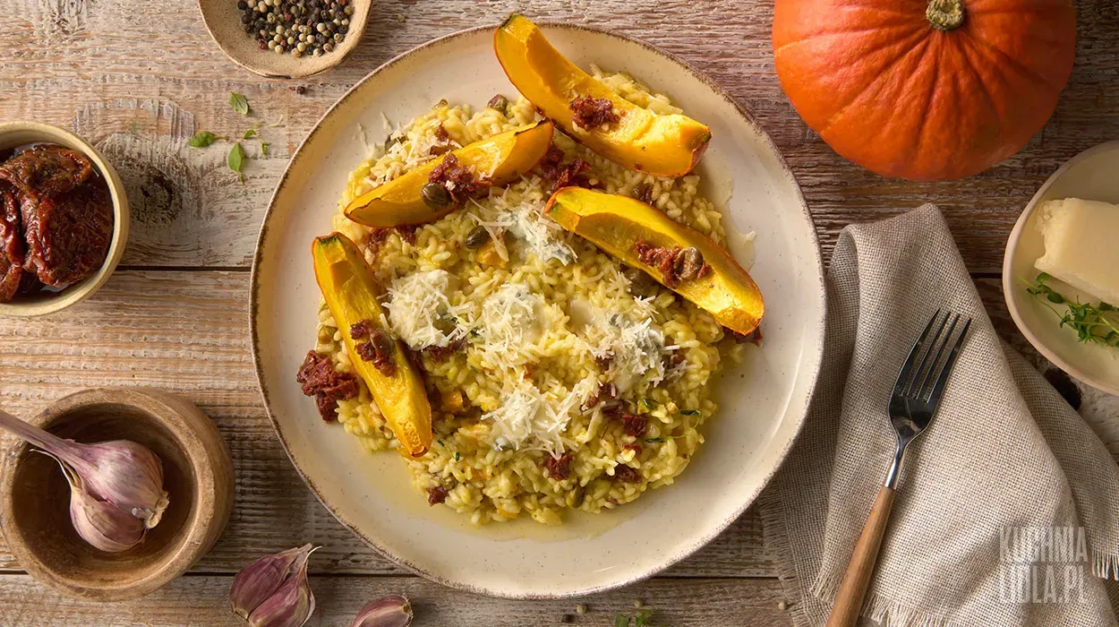 Dyniowe risotto z gorgonzolą i pistacjami