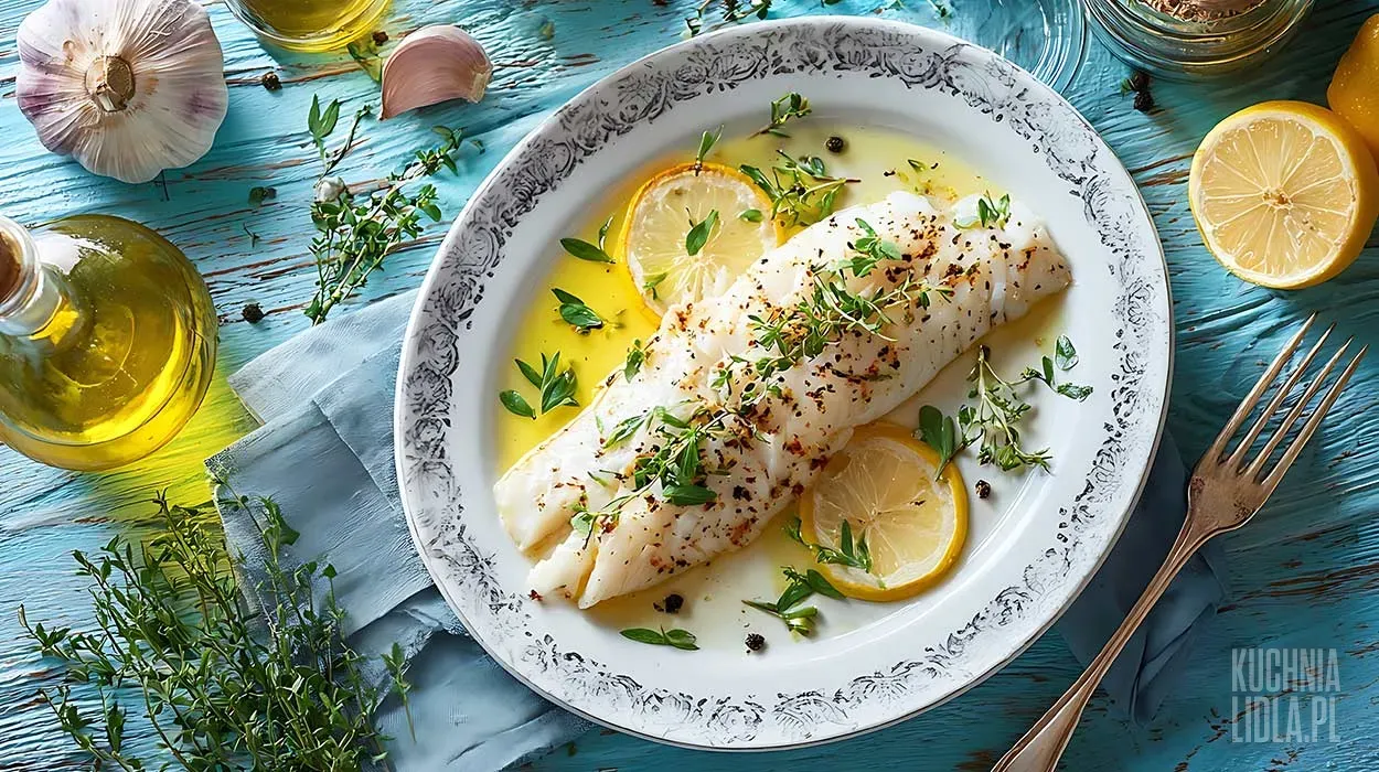 Pieczony filet z halibuta