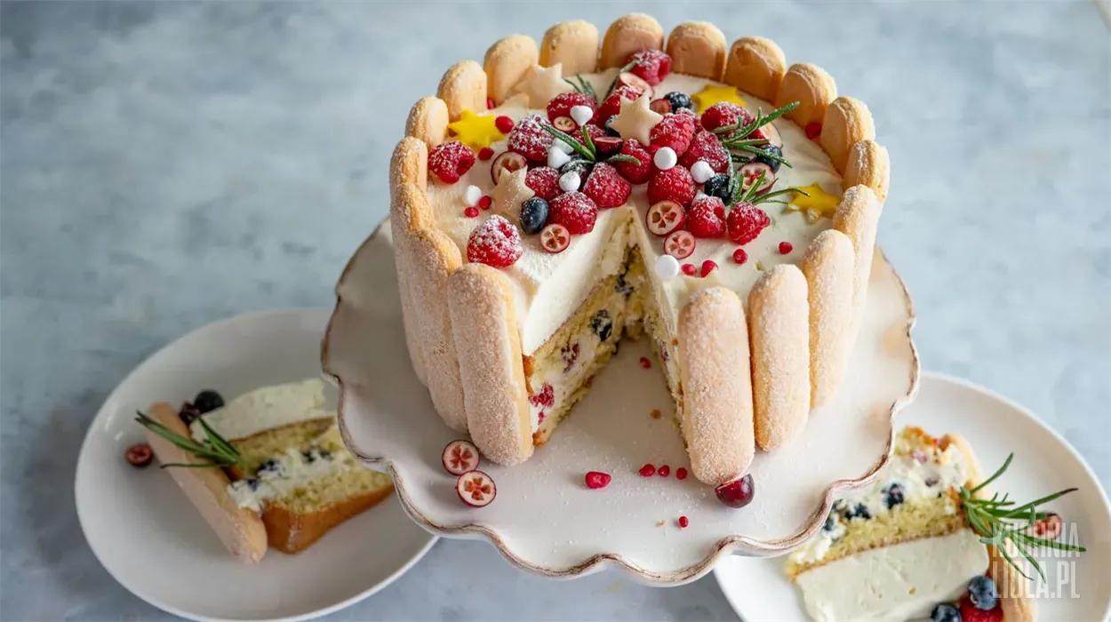 Charlotte – deser biszkoptowy z kremem i owocami