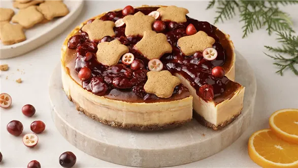 Sernik z wiaderka na ciasteczkowym spodzie z konfiturą żurawinową