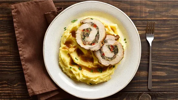 Roladki schabowe z pieczarkami