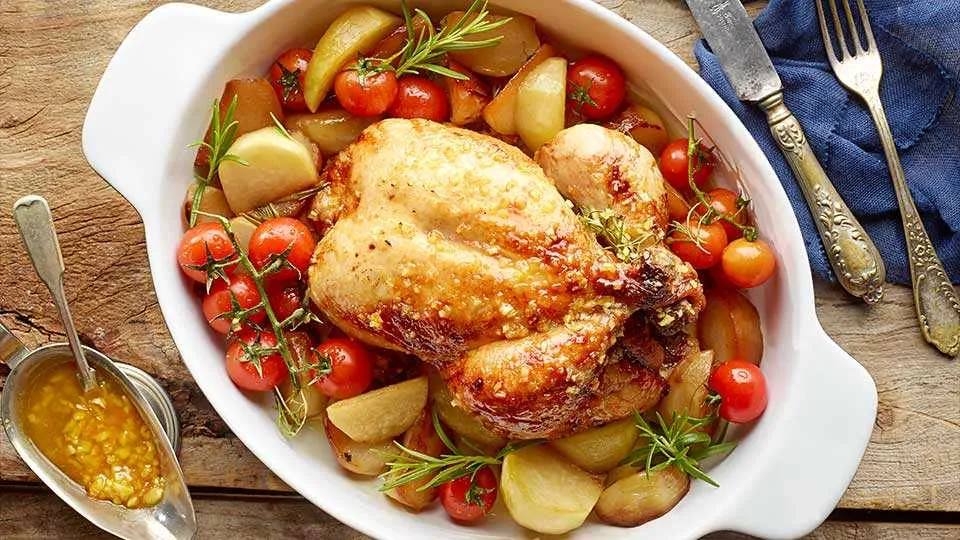 Miodowo-pomarańczowy kurczak z pieczoną kalarepą-image