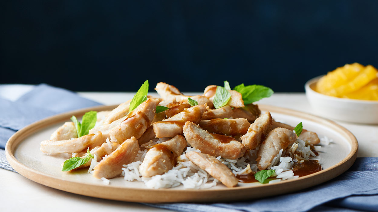 Ryż basmati z kurczakiem w sosie pomarańczowym Ryż basmati z kurczakiem w sosie pomarańczowym