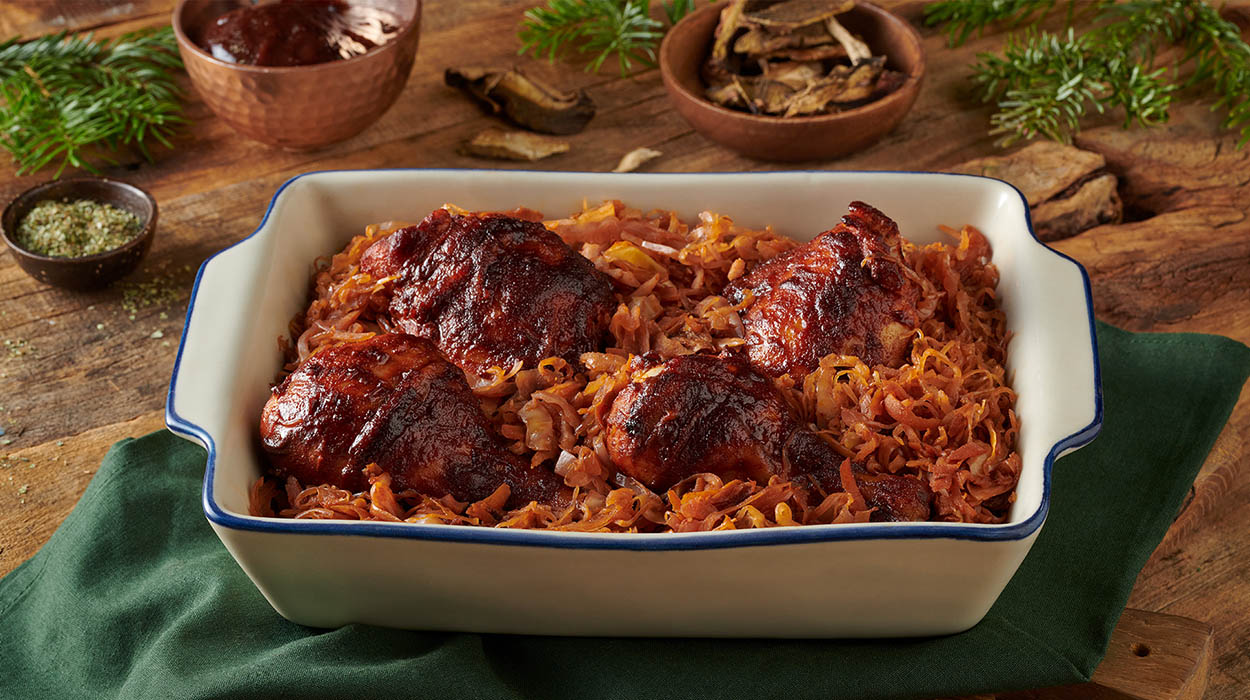 Pieczony bigos z kurczakiem Pieczony bigos z kurczakiem