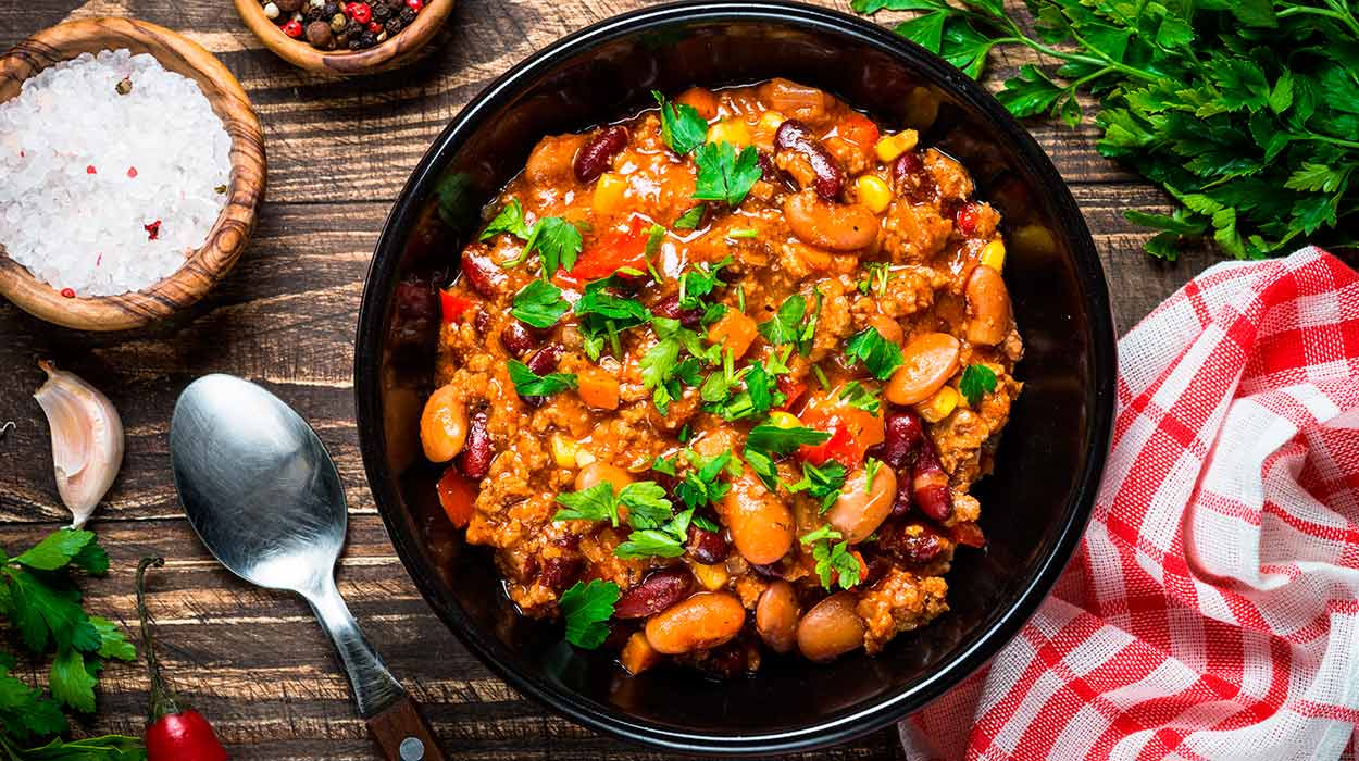 Chili sin carne z mięsem wegańskim Chili sin carne z mięsem wegańskim